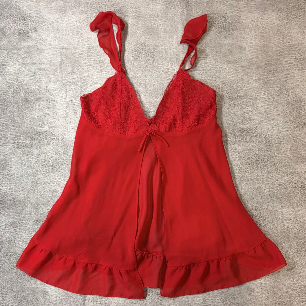 Red Chiffon Holidays Edition Sheer Babydoll